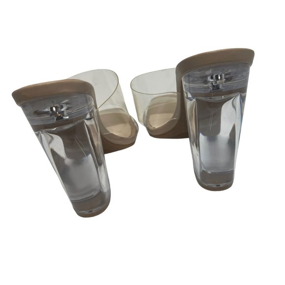 Bamboo Women's Clear Nude‎ Chuncy Heeled Mule Sandal Size 6 - Picture 5 of 8